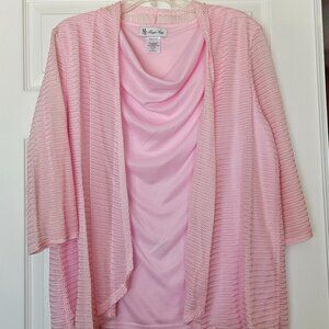 Maggie Sweet Pink Open Cardigan w/ Draped Tank Top – XL